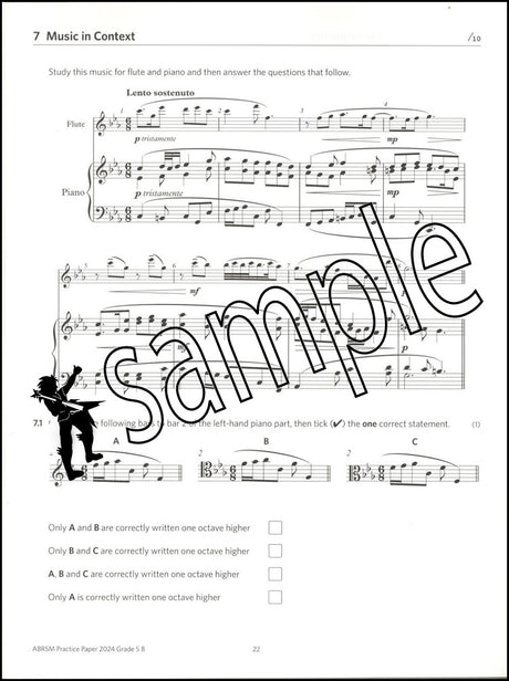 2nd sample page from ABRSM Music Theory Practice Papers 2024 Grade 5