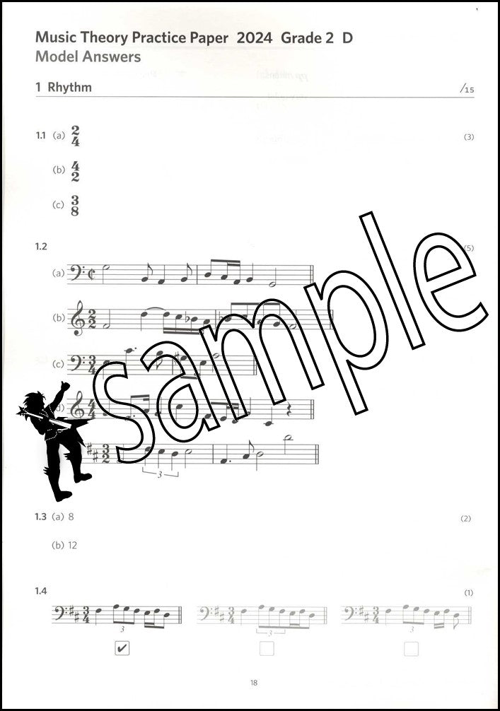 3rd sample page from ABRSM Music Theory Practice Papers 2024 Grade 2 MODEL ANSWERS