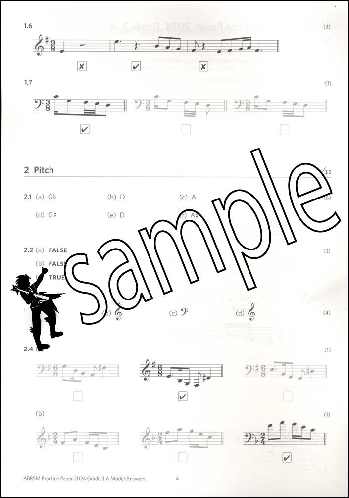 1st sample page from ABRSM Music Theory Practice Papers 2024 Grade 3 MODEL ANSWERS