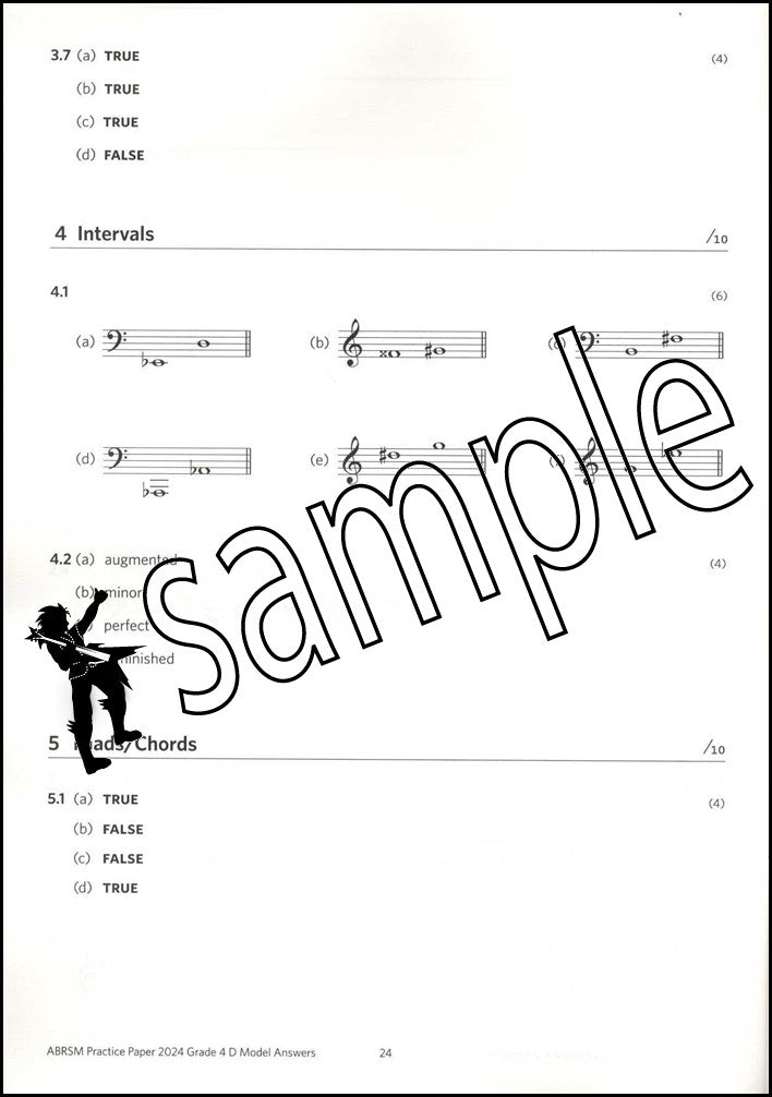 3rd sample page from ABRSM Music Theory Practice Papers 2024 Grade 4 MODEL ANSWERS