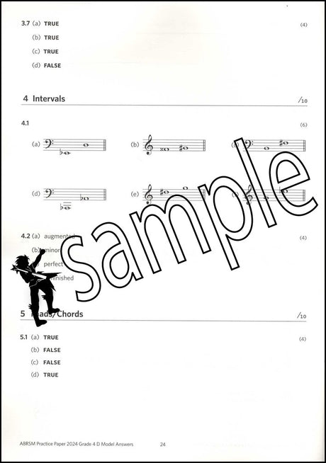 3rd sample page from ABRSM Music Theory Practice Papers 2024 Grade 4 MODEL ANSWERS