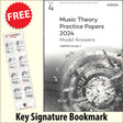 front cover of ABRSM Music Theory Practice Papers 2024 Grade 4 MODEL ANSWERS together with free Grand Staff bookmark