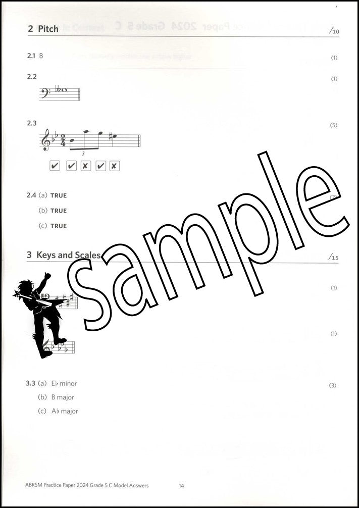 2nd sample page from ABRSM Music Theory Practice Papers 2024 Grade 5 MODEL ANSWERS