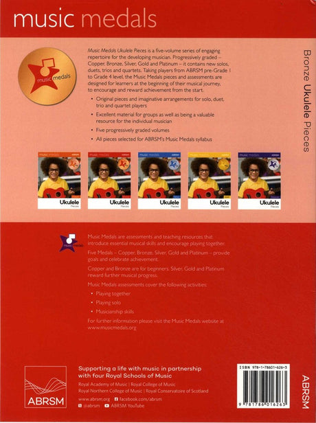 back cover of ABRSM Music Medals Bronze Ukulele Pieces