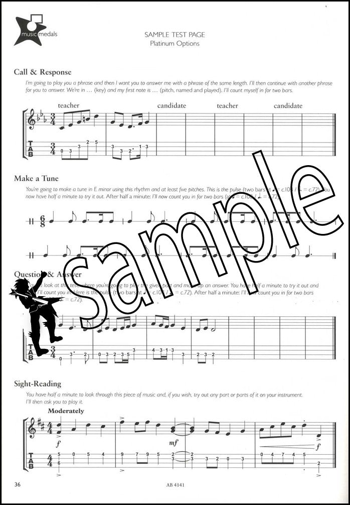 3rd sample page from ABRSM Music Medals Ukulele Options Practice Book