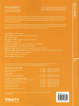 back cover of Trinity College London Violin Exam Pieces Grade 1 from 2025