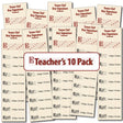 Front of the Hamcor Bookmark showing the names of the lines and spaces, plus all the sharp key signatures with both Major and relative minor names, plus another 9 bookmarks fanned out on the left