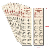 Front of the Hamcor bookmark with the dimension given, 210 mm indicating height, and 55 mm indicating width, and the remaining 9 bookmarks fanned out on the left