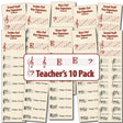 Front of the Hamcor Bookmark showing the names of the lines and spaces, plus all the sharp key signatures with both Major and relative minor names, plus 9 various bookmarks fanned out on the left